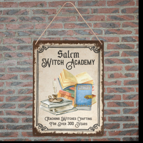 Salem Witch Academy Spell Books Metal Wall Art