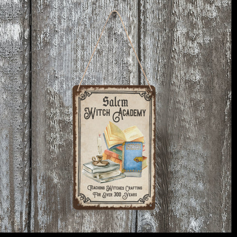 Salem Witch Academy Spell Books Metal Wall Art