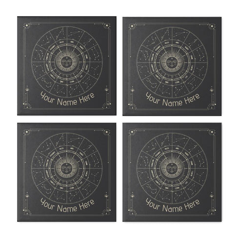 Wheel of the Zodiac personalised stone coasters detail